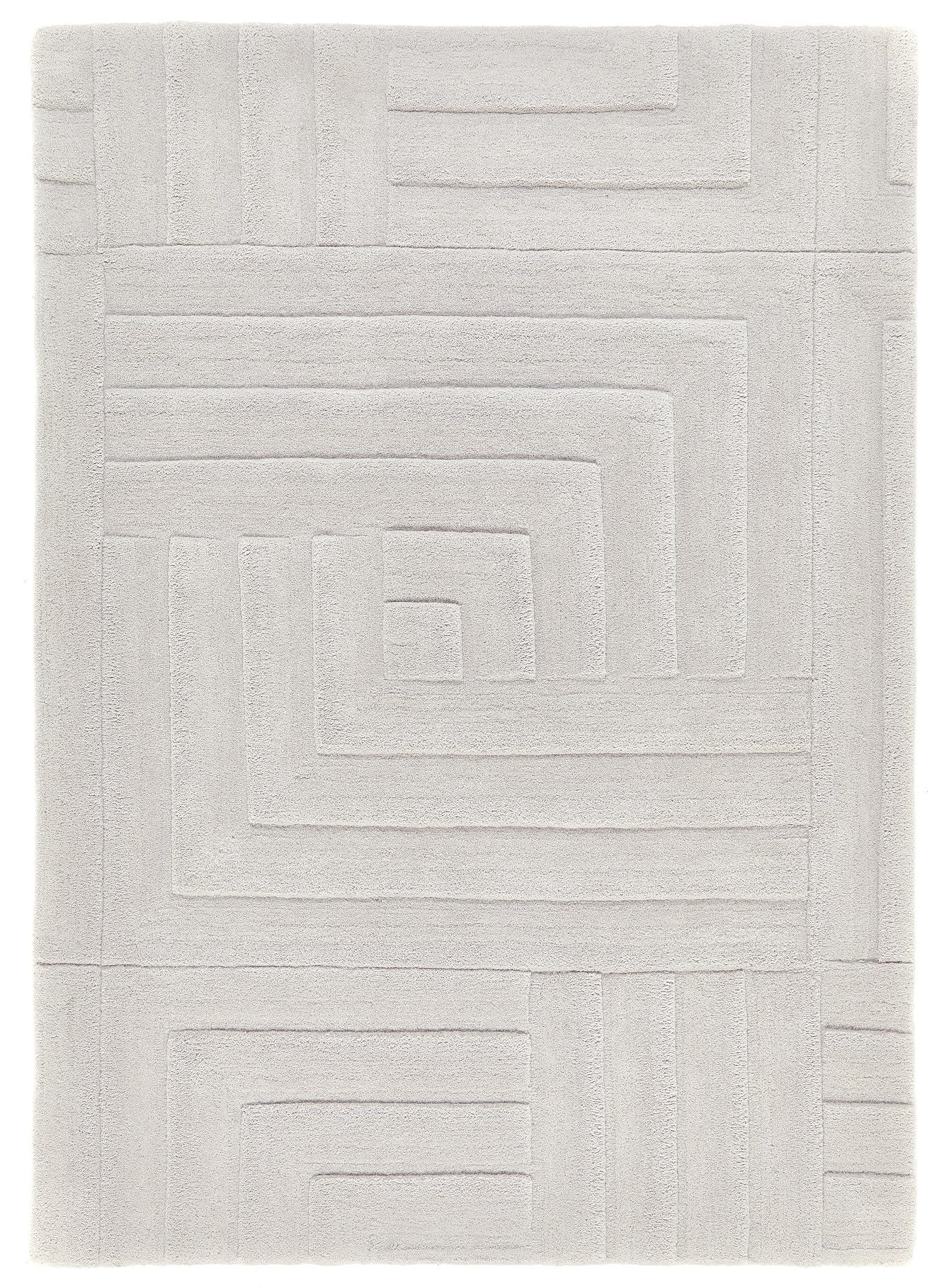 Maze Wool Rug for Living Room Bedroom Hand Tufted Thick Heavyweight Luxurious 3D Geometric Rug