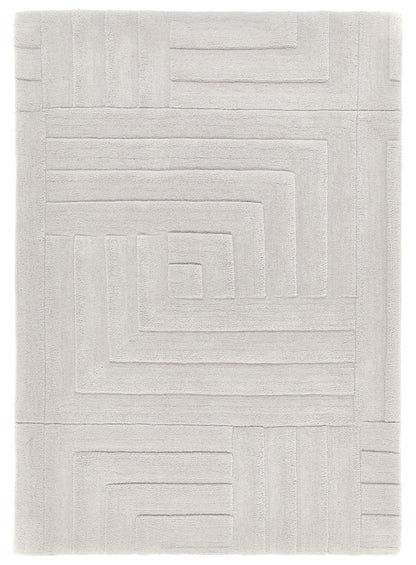 Maze Wool Rug for Living Room Bedroom Hand Tufted Thick Heavyweight Luxurious 3D Geometric Rug