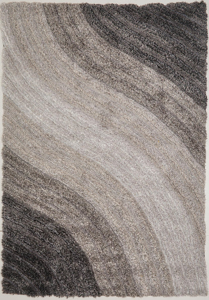 Shaggy Rug for Living Room Bedroom Dining Room Carpet Soft Plush Fluffy Silky Area Floor Lena Wave Pattern 3D Shaggy Rug in Large Size 160x230 cm (5'3"x7'7")