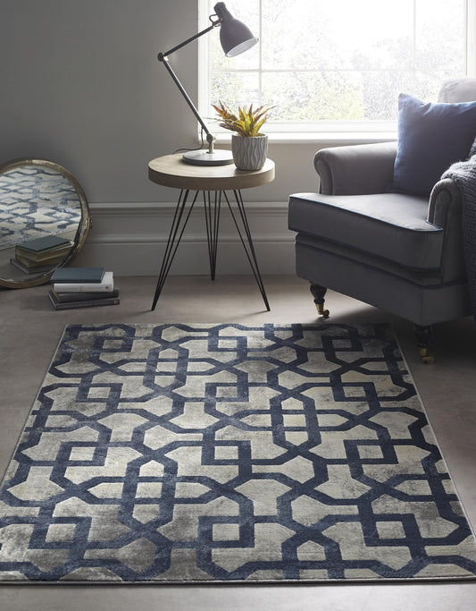 Avanti Luxury Silky Rug Moroccan Geometric Tile Pattern Rugs