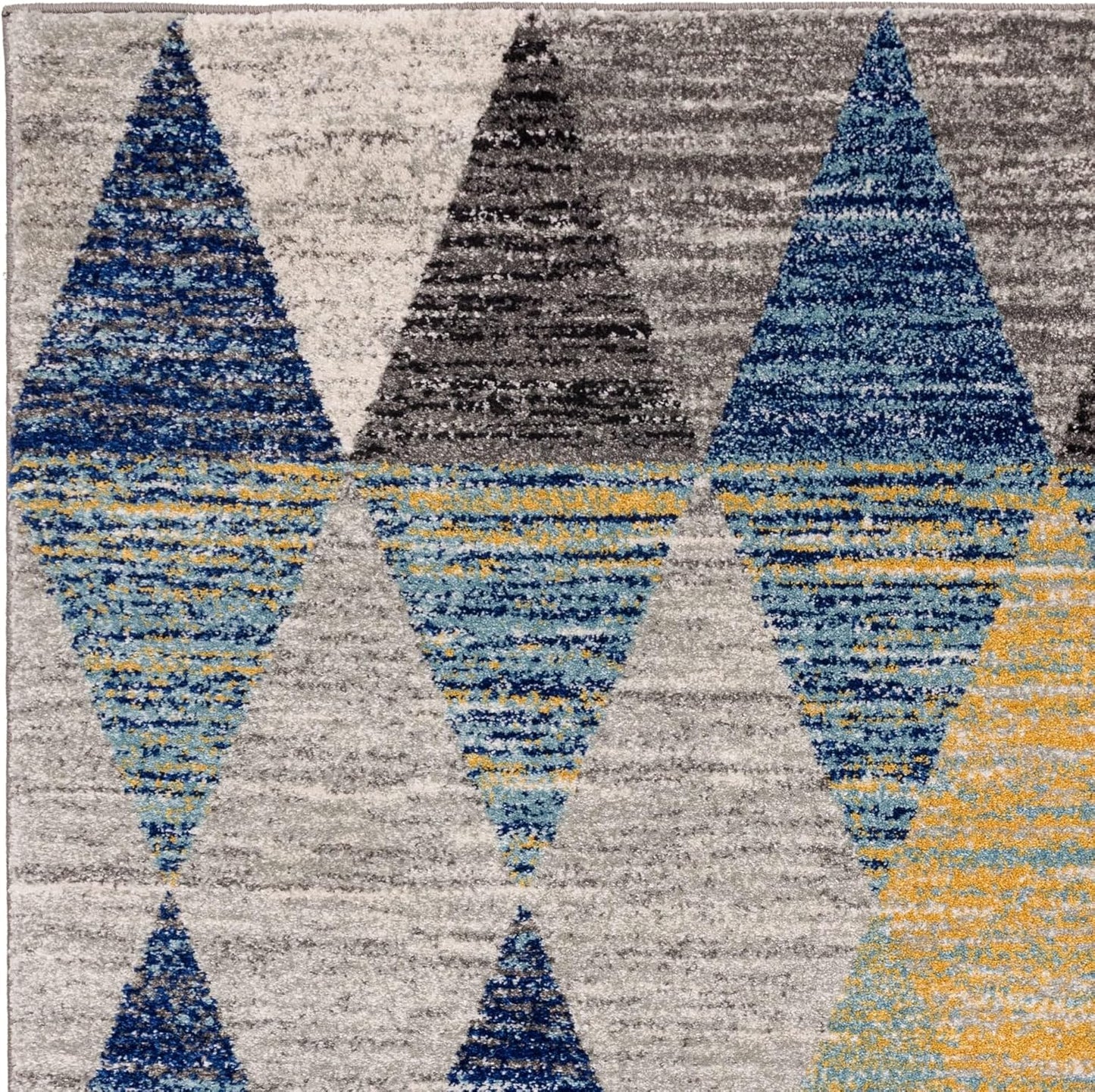 Modern Geometric Rug Muse MU24 Harlequin – Vibrant Multi-Colour Blue Soft Carpet