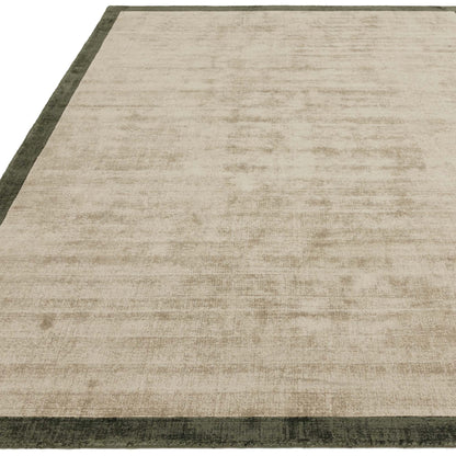 Blade Border Plain Viscose Rug - Handwoven Distressed High-Sheen Silky Soft Luxury