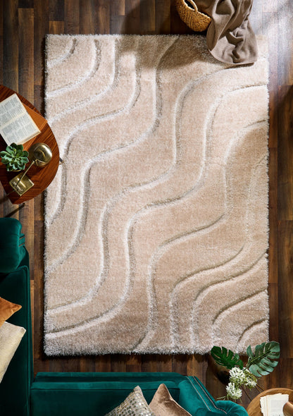 Modern Waves Carved Shaggy Rug for Luxury Homes Living Room Bedroom Carpet Fluffy Silky Super Soft Plush Plain Rug