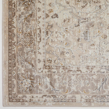 Bordered Cream Beige 553A2 – Traditional Vintage Rug for Dining Room, Living Room, Bedroom, Home Office, Kitchen