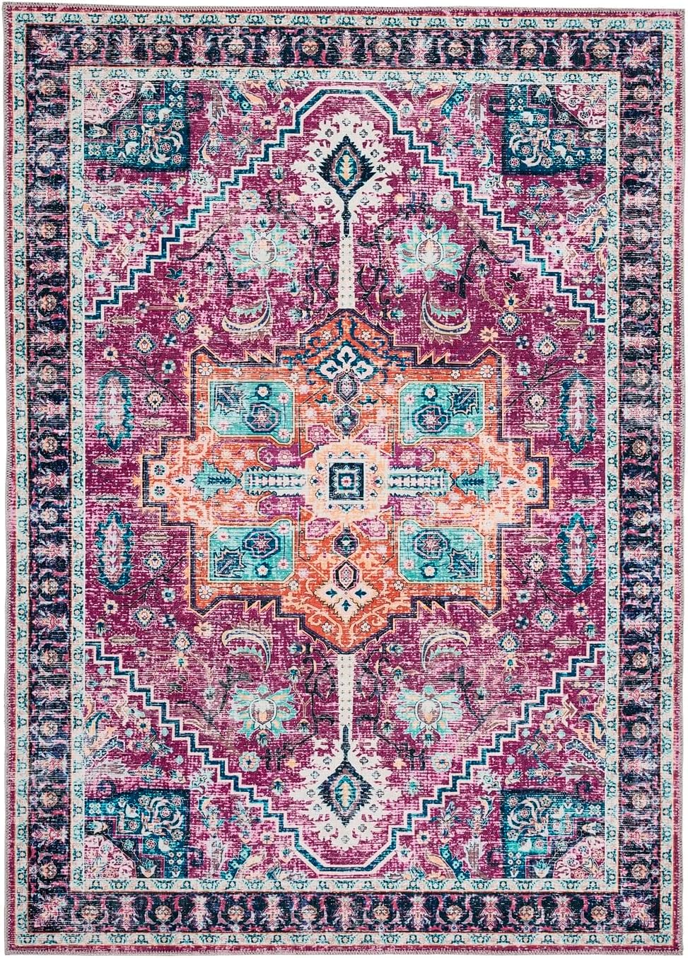 Granada Ruby Red Washable Runner – Traditional Vintage Non-Slip Hallway Carpet (67 x 200 cm)