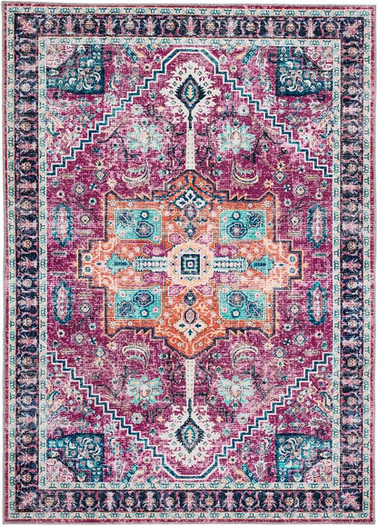 Granada Ruby Red Washable Runner – Traditional Vintage Non-Slip Hallway Carpet (67 x 200 cm)