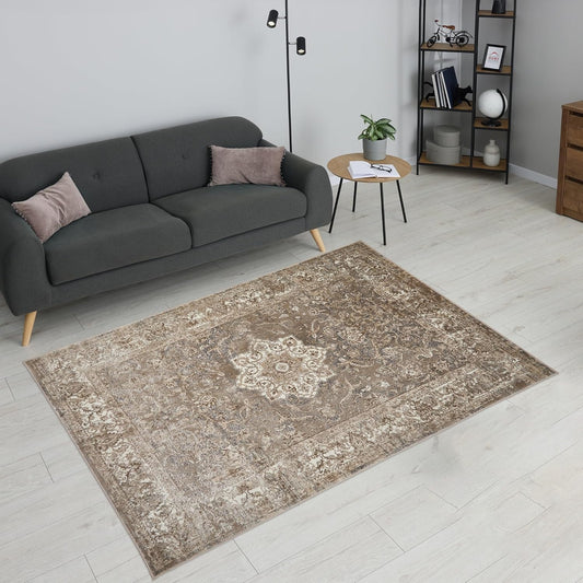 Medallion Anthracite 865AC – Traditional Vintage Rug for Living Room, Bedroom or Dining Area