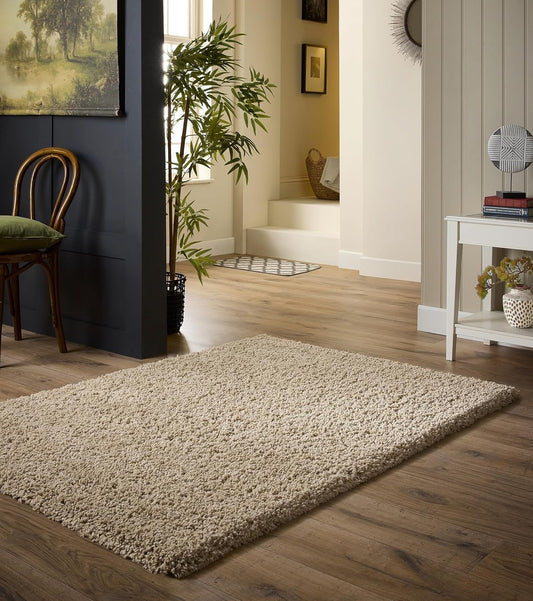 Hadley Beige Shaggy Rug – Ultra Soft High Pile Carpet