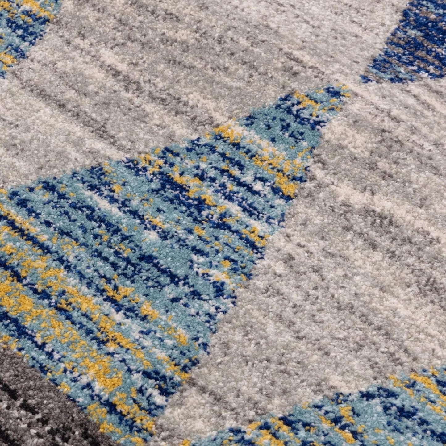 Modern Geometric Rug Muse MU24 Harlequin – Vibrant Multi-Colour Blue Soft Carpet