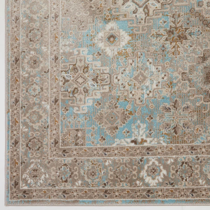 Bordered Blue 550AG Runner – Vintage Traditional Non-Slip Carpet (300 x 80 cm)