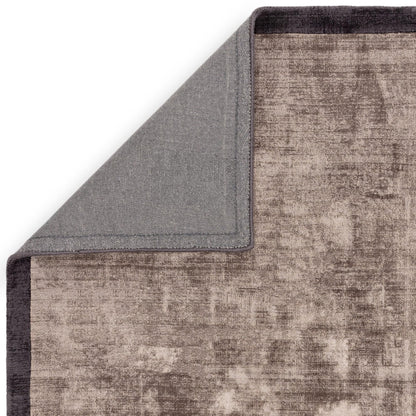 Blade Border Plain Viscose Rug - Handwoven Distressed High-Sheen Silky Soft Luxury