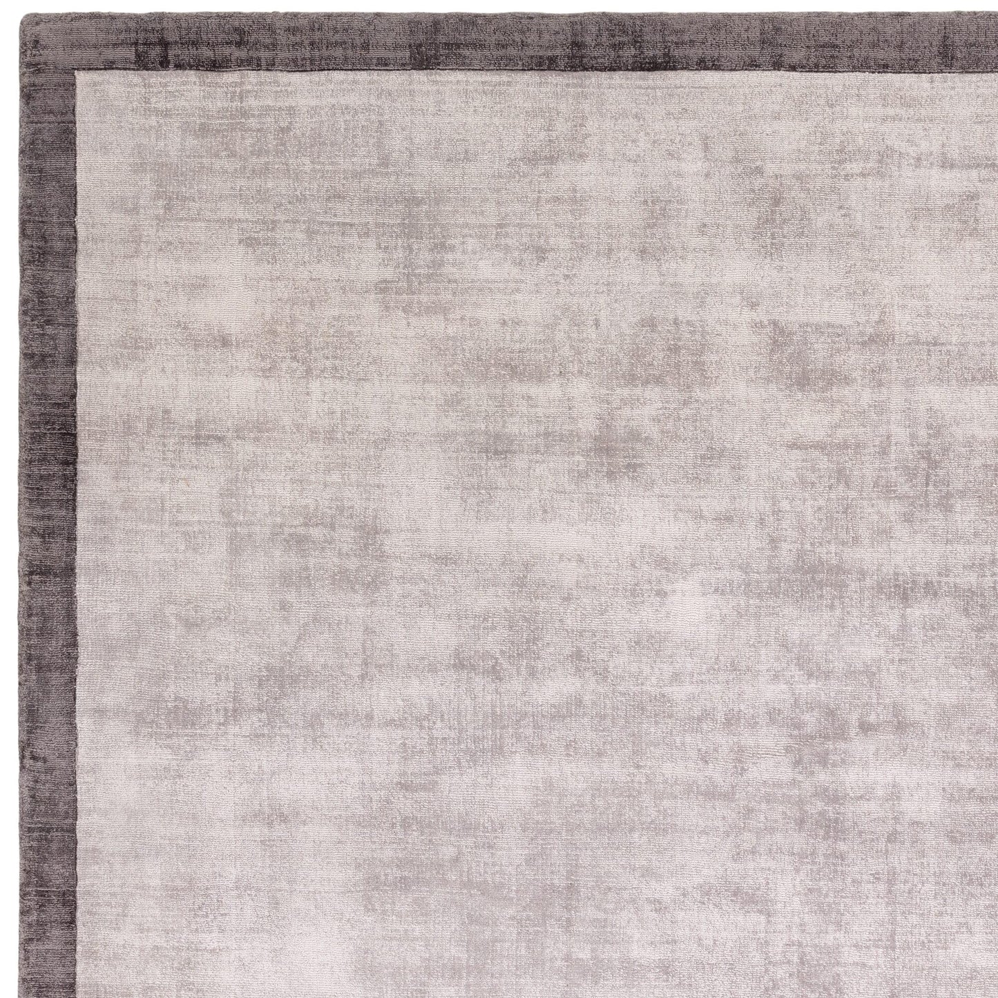 Blade Border Plain Viscose Rug - Handwoven Distressed High-Sheen Silky Soft Luxury