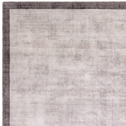 Blade Border Plain Viscose Rug - Handwoven Distressed High-Sheen Silky Soft Luxury