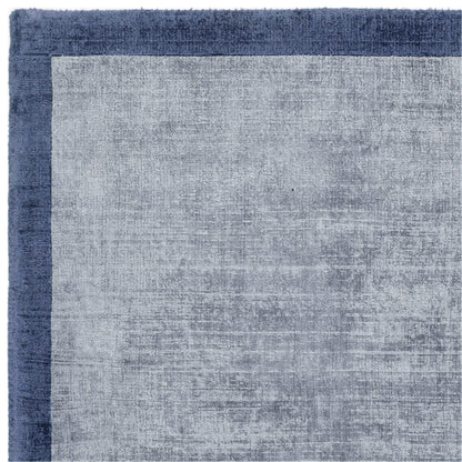 Blade Border Plain Viscose Rug - Handwoven Distressed High-Sheen Silky Soft Luxury