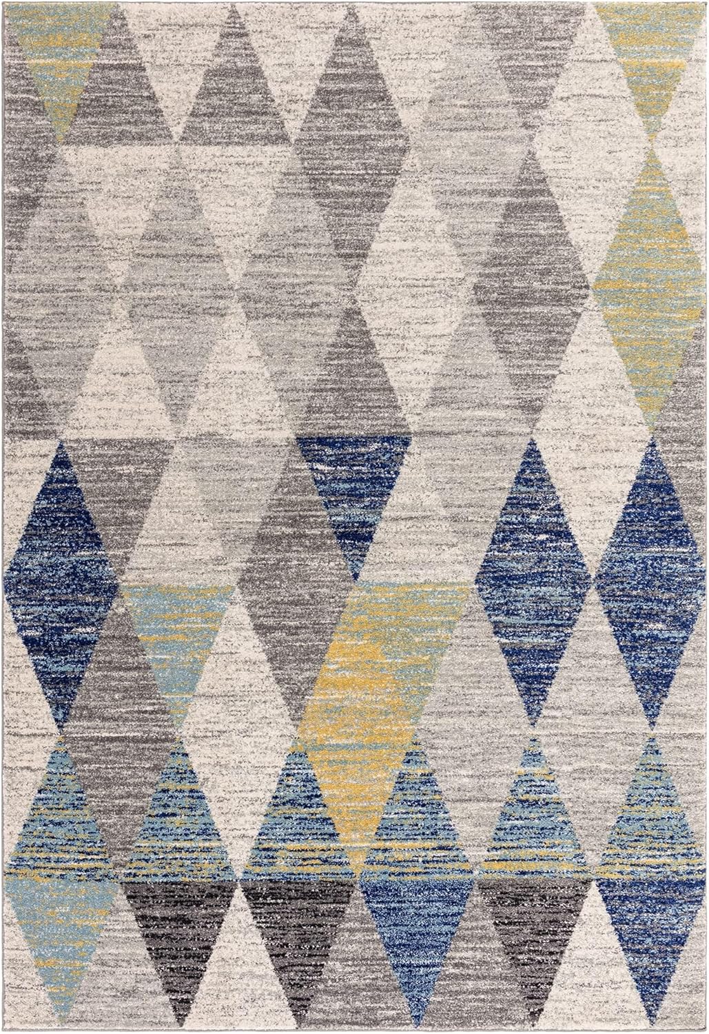 Modern Geometric Rug Muse MU24 Harlequin – Vibrant Multi-Colour Blue Soft Carpet