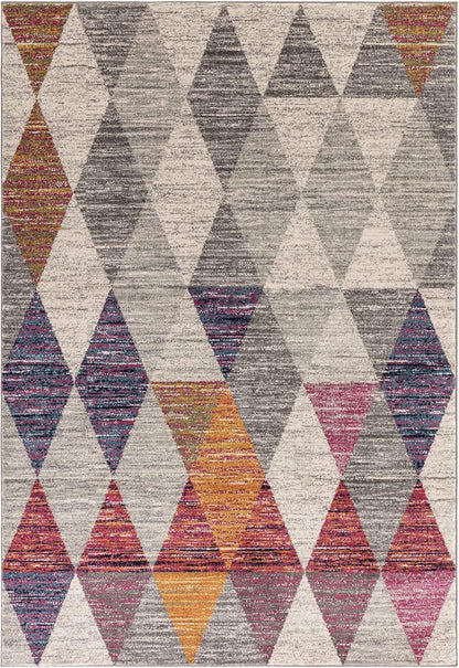 Muse MU24 Harlequin Rug for Living Room, Bedroom, Kitchen, Dining Hallway – Modern Geometric Vibrant Multi-Coloured Soft Non-Shedding Rug – Pink