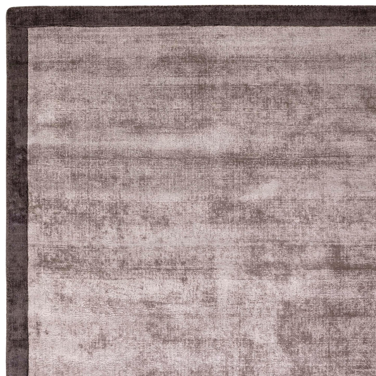 Blade Border Plain Viscose Rug - Handwoven Distressed High-Sheen Silky Soft Luxury