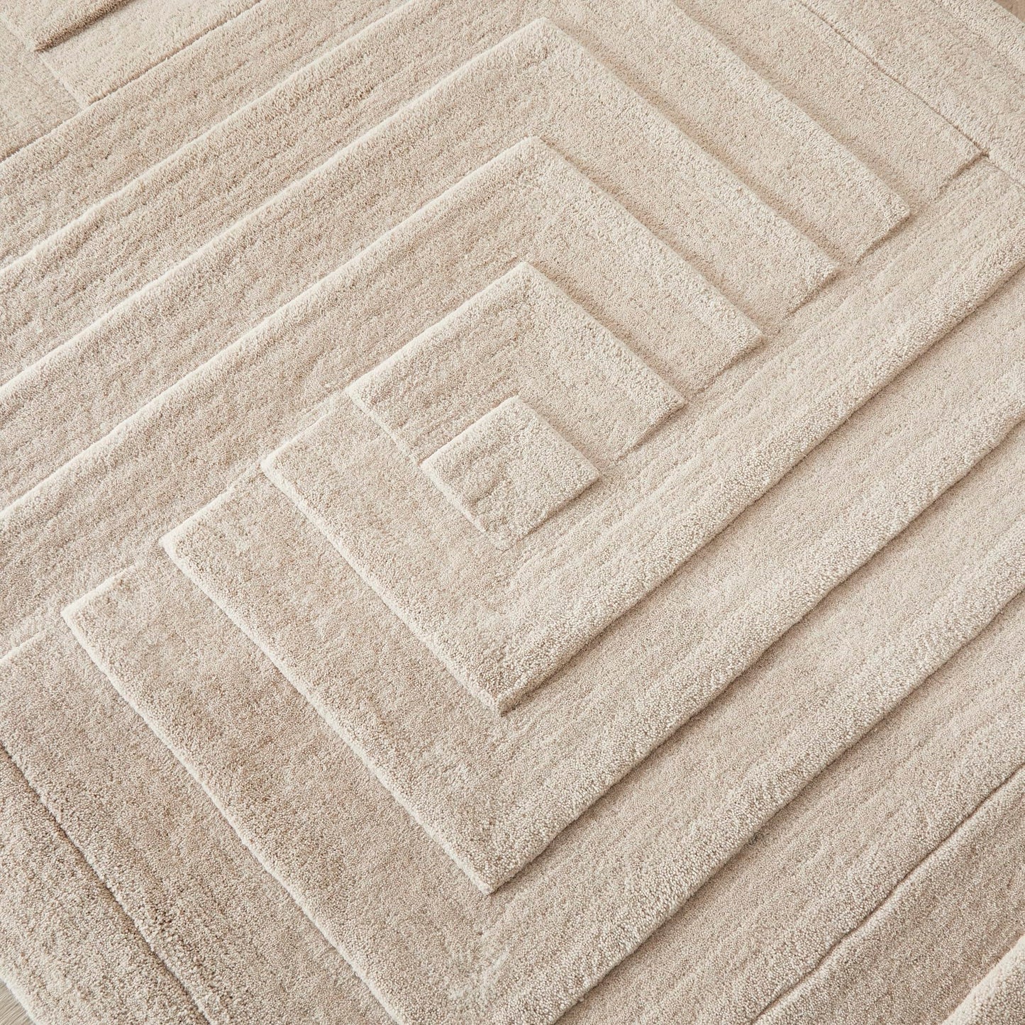 Maze Wool Rug for Living Room Bedroom Hand Tufted Thick Heavyweight Luxurious 3D Geometric Rug