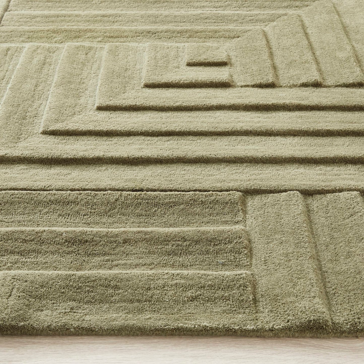 Maze Wool Rug for Living Room Bedroom Hand Tufted Thick Heavyweight Luxurious 3D Geometric Rug