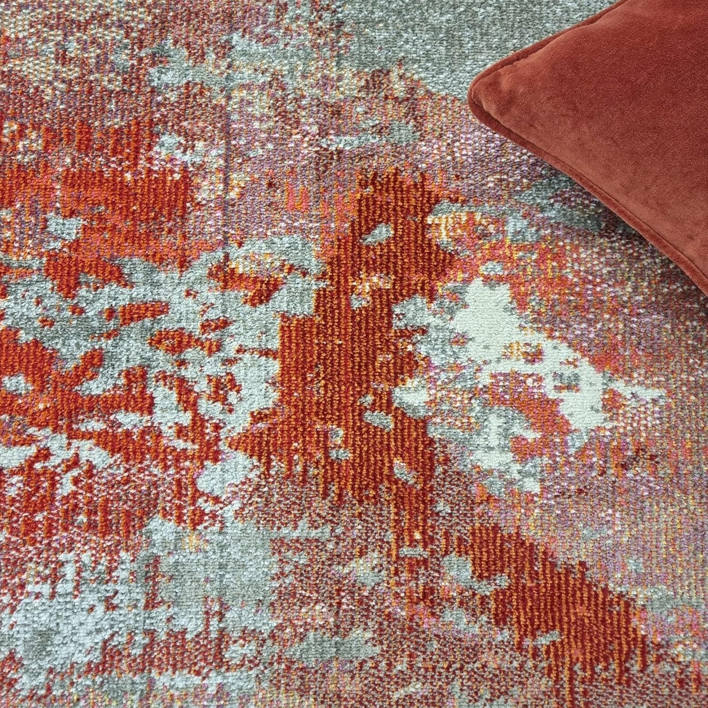 Colores Cloud Magma CO12 Rug – Abstract Flatweave Carpet in Orange & Red