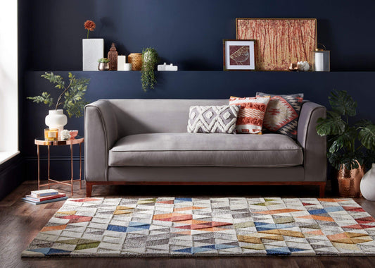 Moda Amari Geometrics Quality Soft 100% Wool Rug and Hallway Runner in Natural Multi