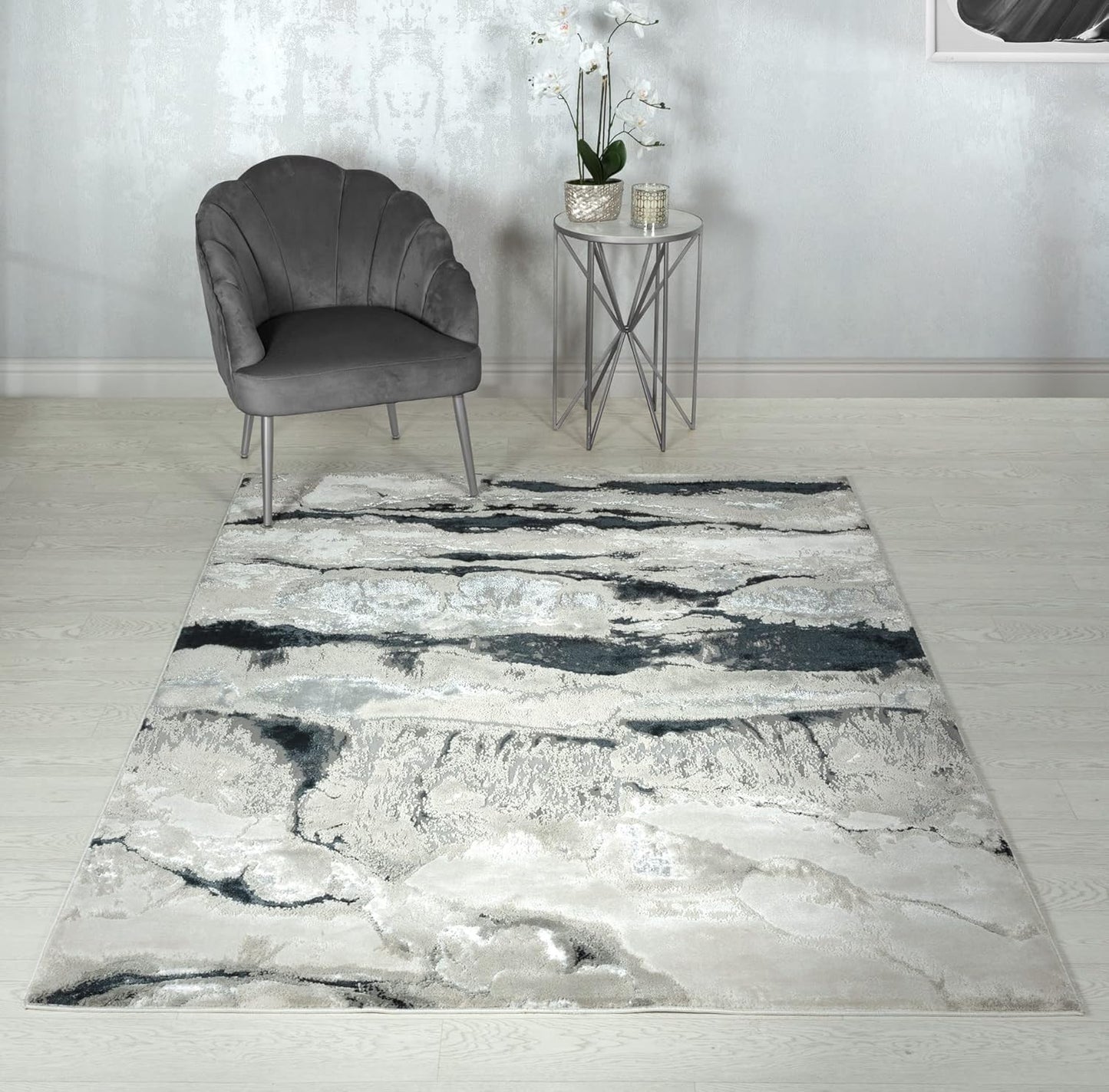 Aurora Rugs - Abstract Living Room Rug with Silky Shimmer Effect | Luxury Marble Designs in 20 Styles