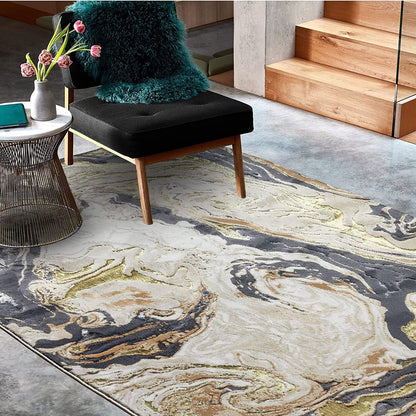 Aurora Rugs - Abstract Living Room Rug with Silky Shimmer Effect | Luxury Marble Designs in 20 Styles