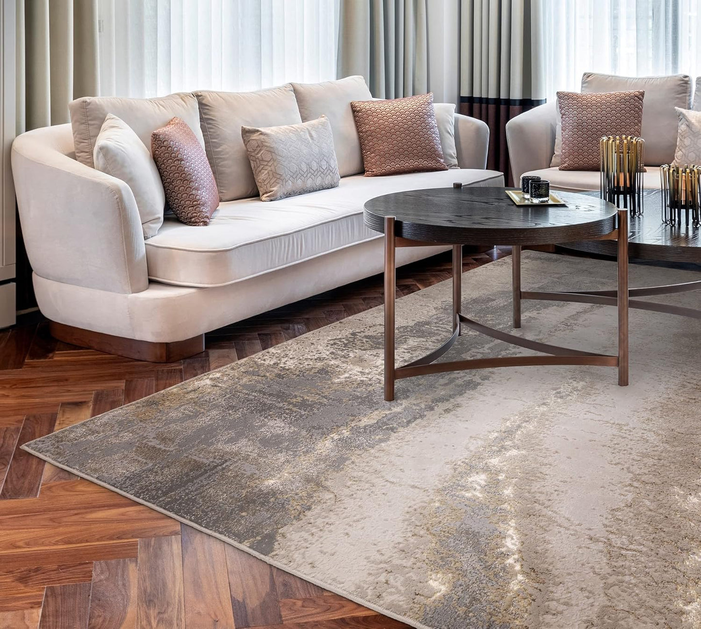 Aurora Rugs - Abstract Living Room Rug with Silky Shimmer Effect | Luxury Marble Designs in 20 Styles