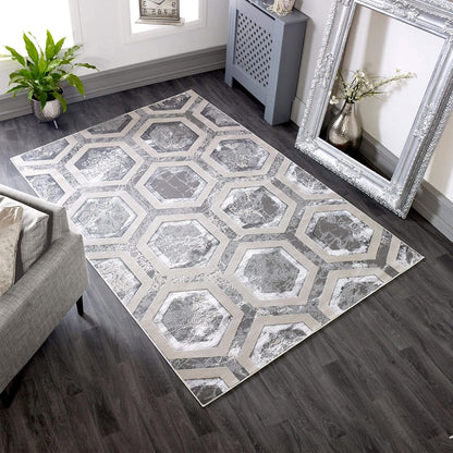 Aurora Rugs - Abstract Living Room Rug with Silky Shimmer Effect | Luxury Marble Designs in 20 Styles