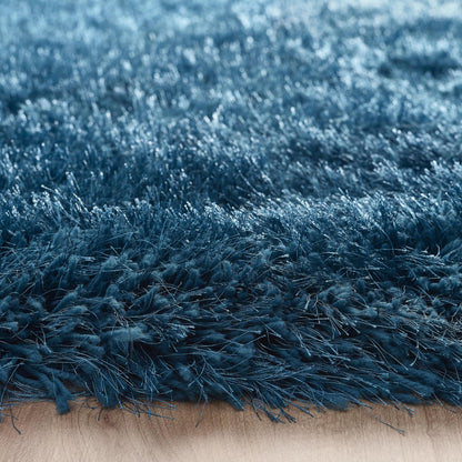 Origins Extravagance High Pile Fluffy Modern Shaggy Teal Blue Rug Large 160x230cm (5'3"x7'7")