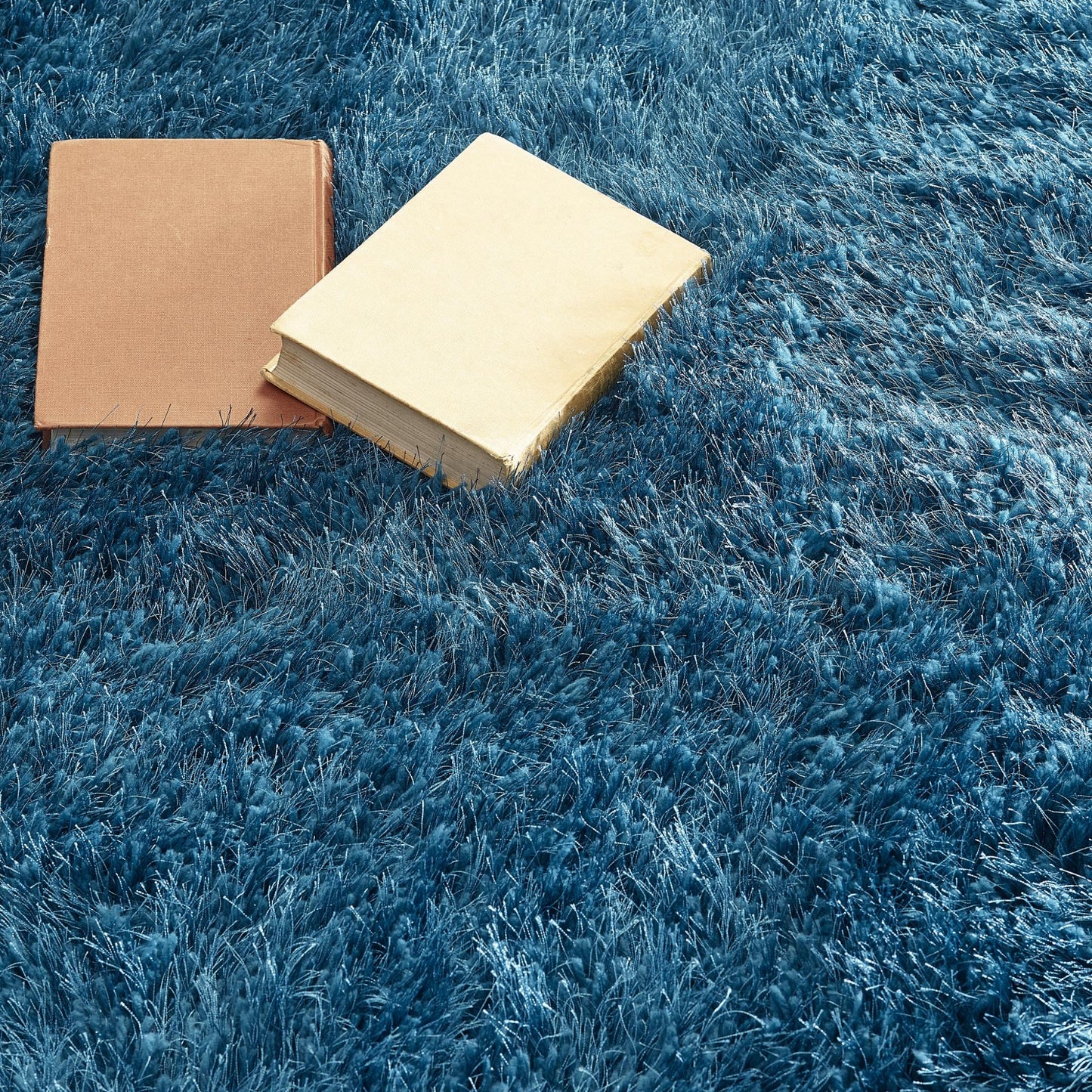 Origins Extravagance High Pile Fluffy Modern Shaggy Teal Blue Rug Large 160x230cm (5'3"x7'7")