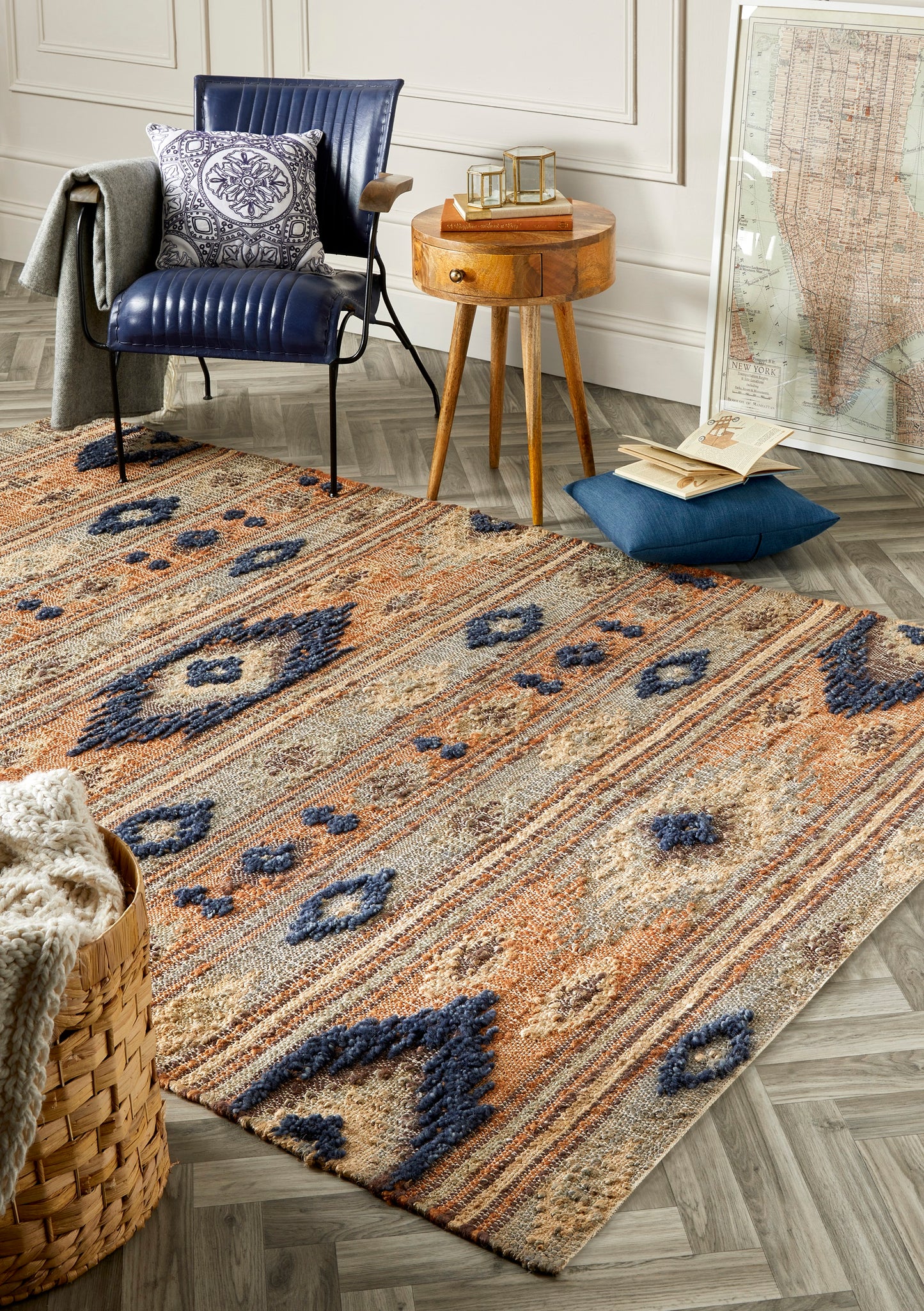 Indio Jute Natural Fibres Textured Multi Rug