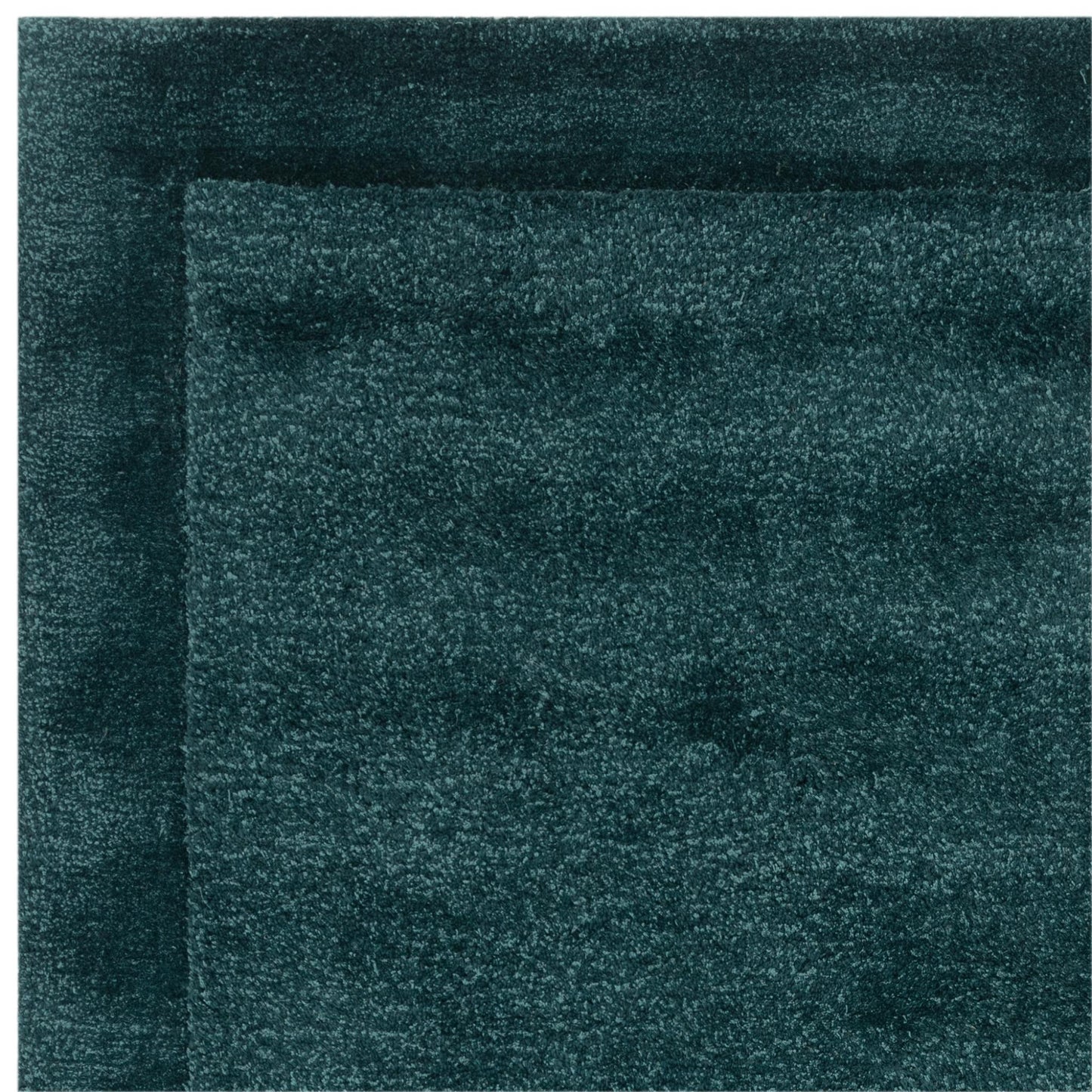 Rise Plain Hand Carved Silky Shiny Wool Viscose Rug in Teal Blue Large 160x230 cm (5'3"x7'7")