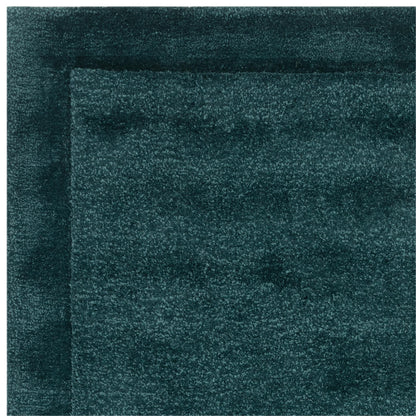 Rise Plain Hand Carved Silky Shiny Wool Viscose Rug in Teal Blue Large 160x230 cm (5'3"x7'7")