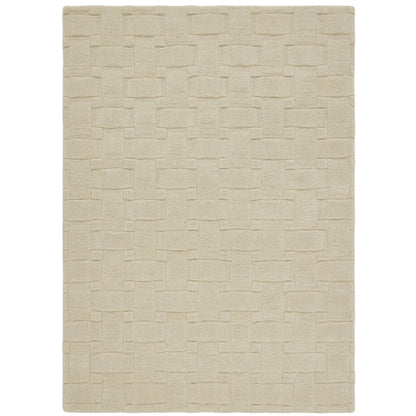 Basketweave 3D Geometric Handmade Wool Rug in Ivory by Origins