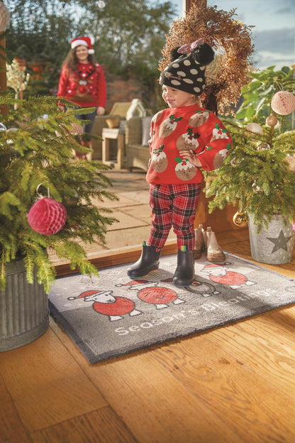 Hug Rug Christmas Herdy Washable Floor Door Mat