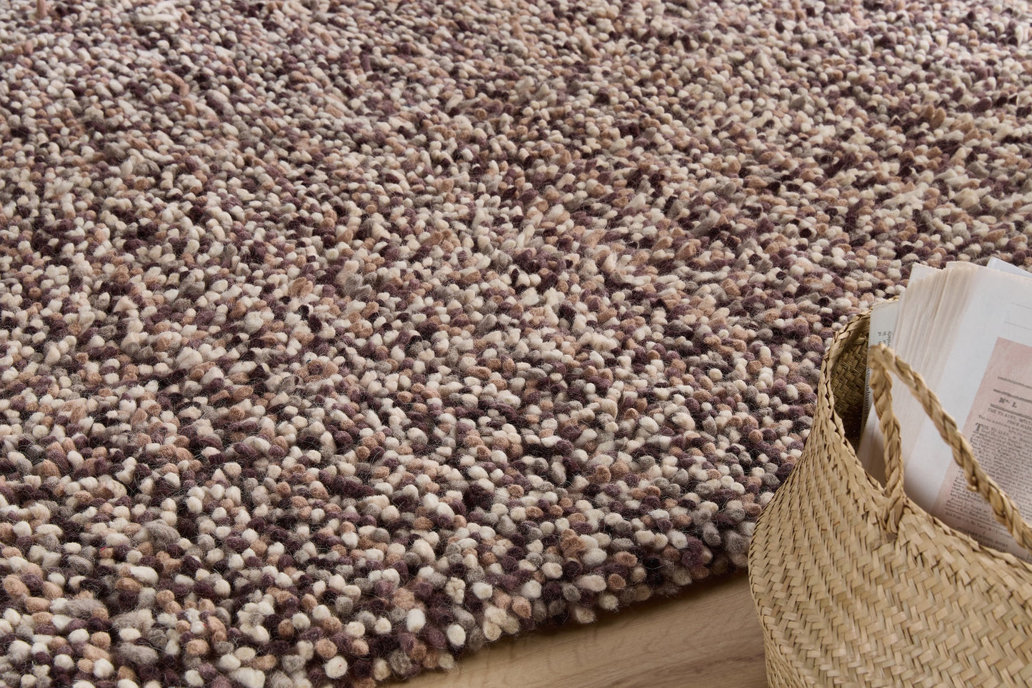 Origins Rocks Shaggy Hand Woven Wool Long Pile Rugs in Natural
