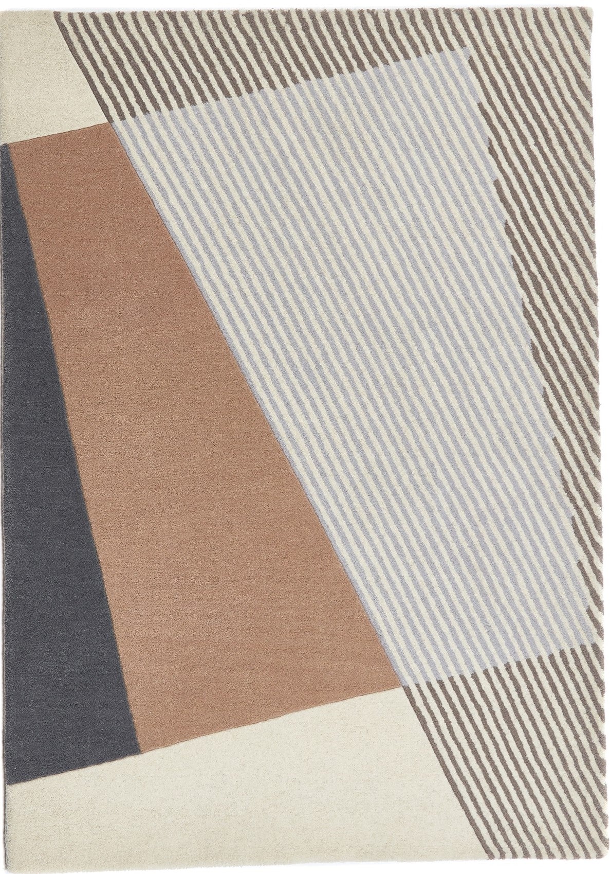 Origins Bauhaus Graphic 4 Art Modern Geometric Hand Tufted Wool Rug in Beige Multi