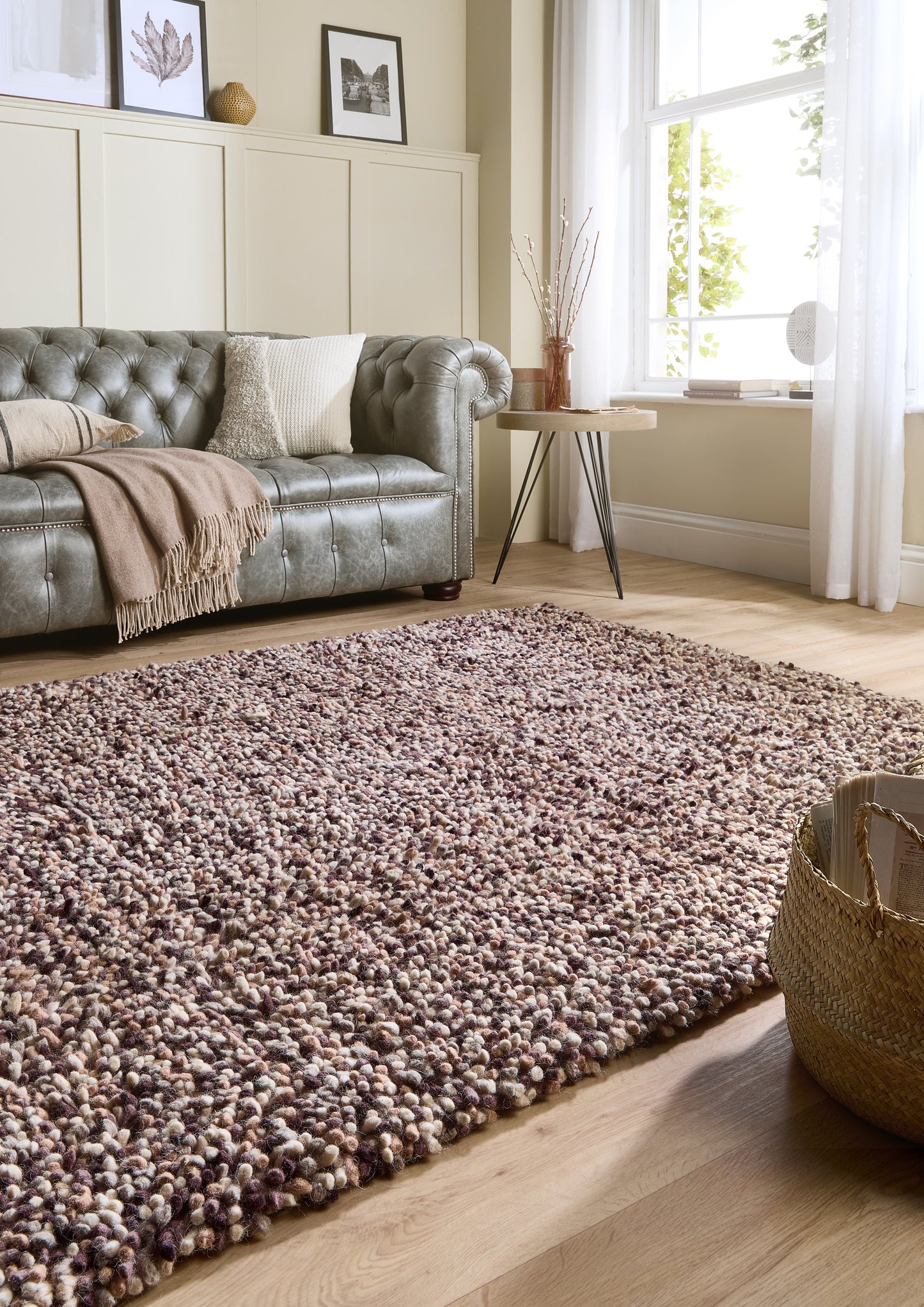 Origins Rocks Shaggy Hand Woven Wool Long Pile Rugs in Natural