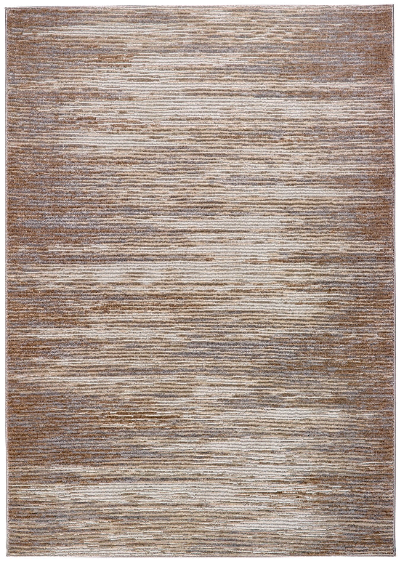 Origins Bevel Modern Abstract Distressed Soft Silky Rug in Cream/Grey