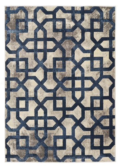 Origins Avanti Geometric Modern Classic Moroccan Soft Silky Rug in Grey/Blue