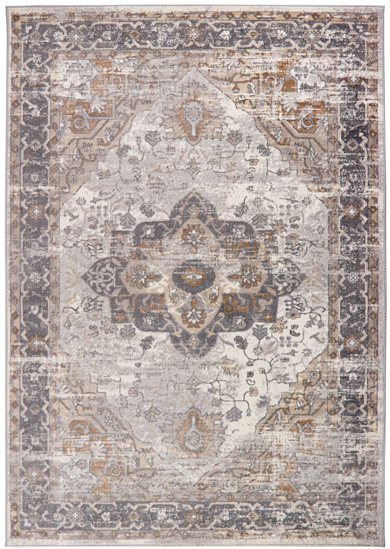 Origins Alexandra Persian Rug Cream Grey Traditional Medallion Rug