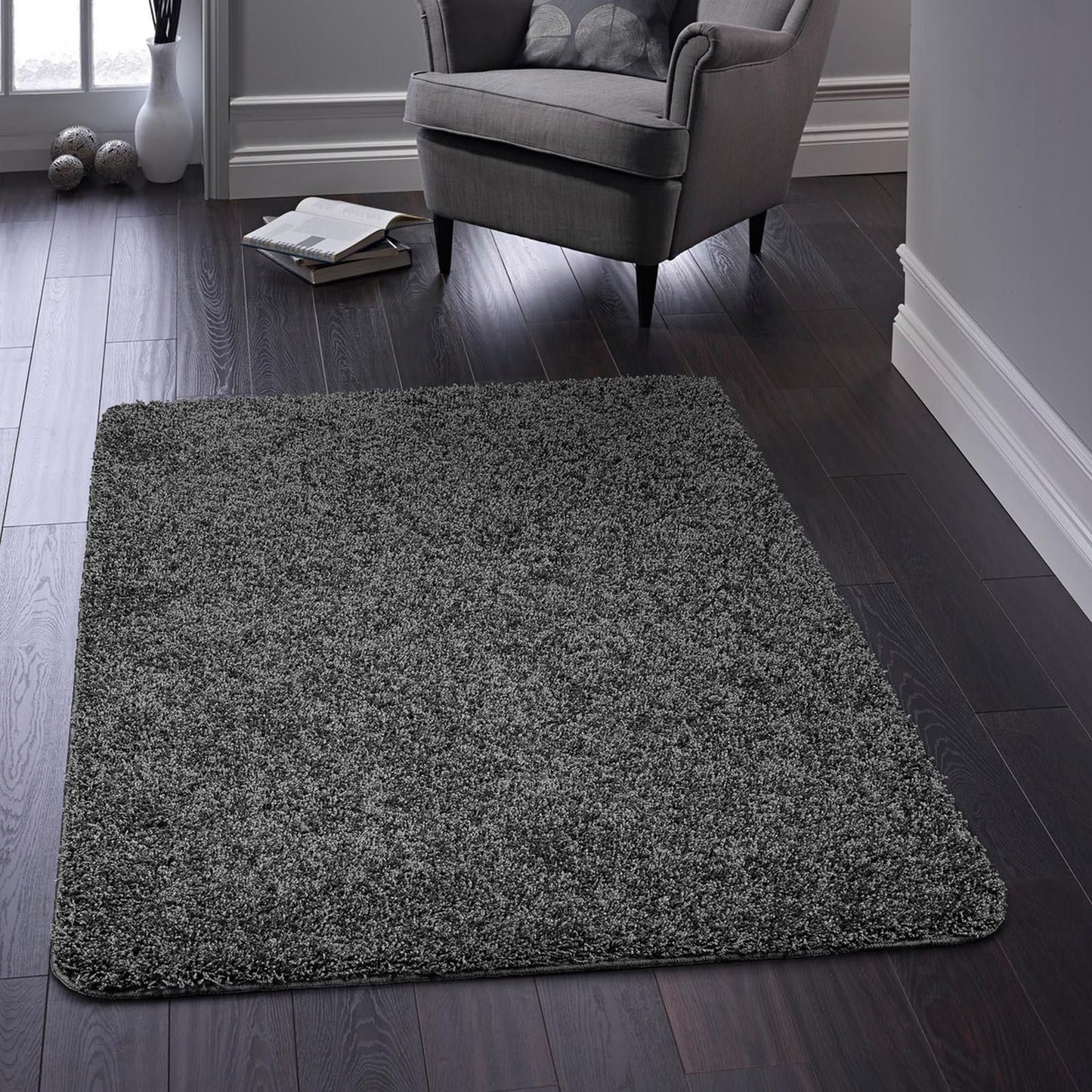 My Washable Shaggy Non-Slip Rug in Charcoal Grey