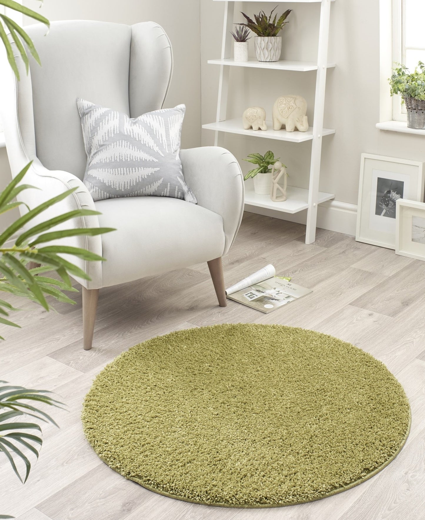 My Washable Shaggy Non-Slip Rug in Olive Green