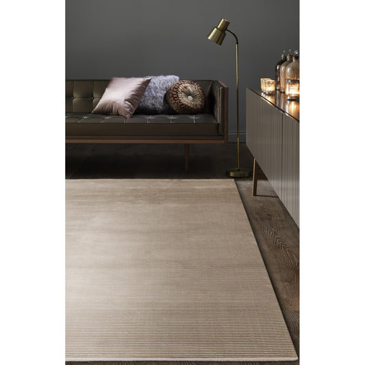 Kuza Plain Stripe Soft Silky Velvety Modern Rug in Beige