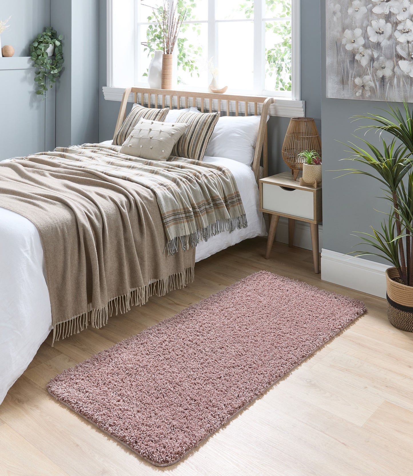 My Washable Shaggy Non-Slip Rug in Nude Pink