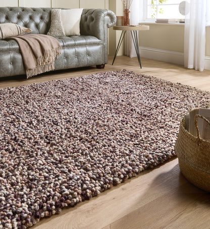 Origins Rocks Shaggy Hand Woven Wool Long Pile Rugs in Natural