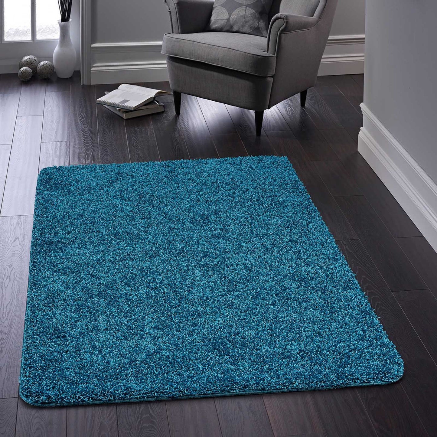 My Washable Shaggy Non-Slip Rug in Teal Blue